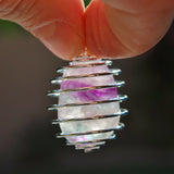 Brazilian Rainbow Fluorite Crystal Perfect Pendant + 20" Silver Chain WOW!