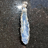 CHARGED REIKI Wrapped Brazilian Blue Kyanite Perfect Pendant + 20" Chain b