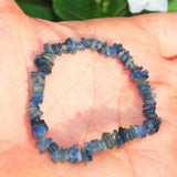 CHARGED Blue Kyanite Crystal Chip Bracelet Polished Stretchy ENERGY REIKI