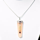 CHARGED 7 Chakra ORANGE Selenite Crystal Perfect Pendant + 20" Chain WOW!