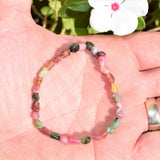 Premium CHARGED Natural Rainbow Tourmaline Crystal Bracelet Stretchy REIKI