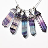 CHARGED Faceted Rainbow Fluorite Crystal Perfect Pendant PLUS 20" Silver Chain