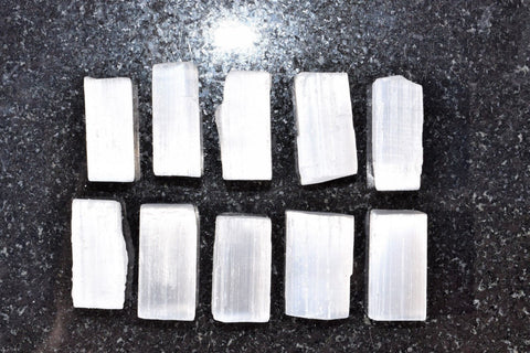 ZENERGY GEMS: 10 Amazing Pure WHITE Selenite Natural Crystals POWERFUL 1/4lb