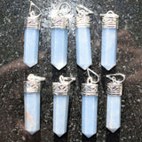 CHARGED Faceted Peruvian Angelite Crystal Perfect Pendant + 20" Chain