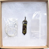 Faceted Dragon's Blood Jasper Crystal Perfect Pendant 20" Silver Chain