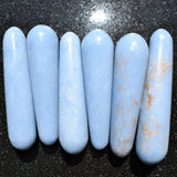 CHARGED Angelite Round 3.8" Wand Reflexology Massage Crystal Healing Energy 80g