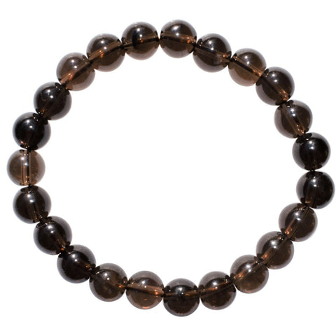 Premium CHARGED Smokey Quartz Crystal 8mm Bead Bracelet Stretchy EMF PROTECTION