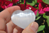 MD 2" SELENITE POCKET PUFFY HEART Carving Healing Crystal Reiki - ZENERGY GEMS