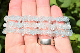 Premium CHARGED Blue Topaz Crystal Chip Stretchy Bracelet REIKI Energy!