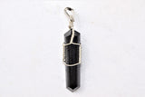 CHARGED Wire Wrapped Himalayan Black Tourmaline Pendant + 20" Silver Chain