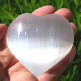 LG 3" SELENITE POCKET PUFFY HEART Carving Healing Crystal Reiki [3/4 lbs]