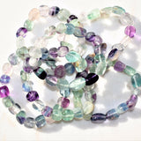 CHARGED Rainbow Fluorite Crystal Bracelet Tumble Polished Stretchy REIKI v2