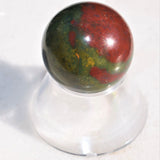 CHARGED Bloodstone Hand-Polished Sphere Perfect Pendant + 20" Silver Chain