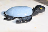 XL CHARGED 4" Angelite Black Onyx Crystal Hand-Carved Turtle Peaceful Protection