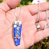 CHARGED 7 Chakra Lapis Lazuli Crystal Perfect Pendant + 20" Chain WOW!