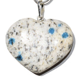 CHARGED K2 Granite (Azurite) Crystal HEART Perfect Pendant + 20" Chain