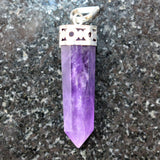 Faceted Himalayan Amethyst Crystal Point Pendant + 20" Silver Chain