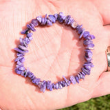 Premium CHARGED Charoite Crystal Chip Bead Bracelet Stretchy ENERGY REIKI