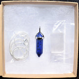 Faceted Lapis Lazuli Crystal Perfect Pendant 20" Silver Chain