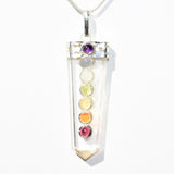 CHARGED 7 Chakra Amplifier Clear Quartz Crystal Perfect Pendant + 20" Chain WOW