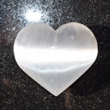 LG 3" SELENITE POCKET PUFFY HEART Carving Healing Crystal Reiki [3/4 lbs]