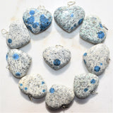 CHARGED K2 Granite (Azurite) Crystal HEART Perfect Pendant + 20" Chain