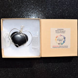 CHARGED REIKI Wrapped Black Onyx Heart Perfect Pendant + 20" Chain