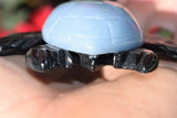 XL CHARGED 4" Angelite Black Onyx Crystal Hand-Carved Turtle Peaceful Protection