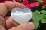 MD 2" SELENITE POCKET PUFFY HEART Carving Healing Crystal Reiki - ZENERGY GEMS