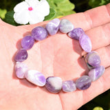 CHARGED Amethyst Crystal Bracelet Tumble Polished Stretchy CALMING ENERGY REIKI