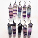 CHARGED Faceted Rainbow Fluorite Crystal Perfect Pendant PLUS 20" Silver Chain