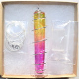 Cherry Lemonade Rainbow Flame Aura Quartz Perfect Pendant 20" Silver Chain