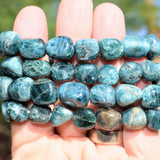 Premium CHARGED Natural Blue Green Apatite Crystal Nugget Stretchy Bracelet