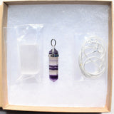 CHARGED Faceted Rainbow Fluorite Crystal Perfect Pendant PLUS 20" Silver Chain