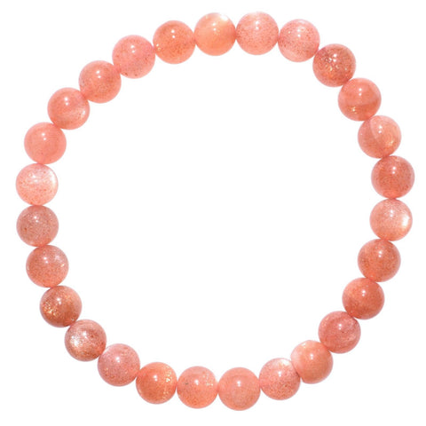CHARGED Premium Natural Peach Moonstone 5mm-7mm Bead Stretchy Bracelet REIKI