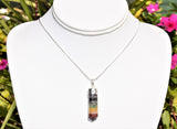 Faceted 7 Chakra Crystals Point Pendant + 20" Silver Chain