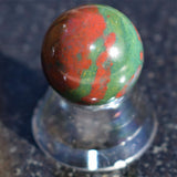 CHARGED Bloodstone Hand-Polished Sphere Perfect Pendant + 20" Silver Chain