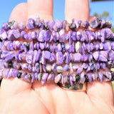 Premium CHARGED Charoite Crystal Chip Bead Bracelet Stretchy ENERGY REIKI