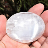 [10] LG 3" SELENITE POCKET PALM WORRY STONES Healing Reiki - [2ND QUALITY]