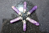 Faceted Himalayan Amethyst Crystal Point Pendant + 20" Silver Chain