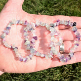 Premium CHARGED Rainbow Fluorite Crystal Chip Stretchy Bracelet REIKI Energy