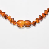 CHARGED Natural Lithuanian Cognac Baltic Amber 26" Necklace Polished CRT Crystal