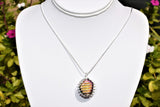 CHARGED Platinum Silver Rainbow Magnetic Hematite Pendant + 20" Silver Chain