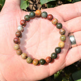 Premium CHARGED Natural Picasso Jasper / Marble Crystal 8mm Stretchy Bracelet