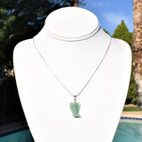 Green Aventurine Crystal Angel Pendant + 20" Silver Chain