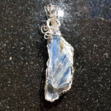 CHARGED REIKI Wrapped Brazilian Blue Kyanite Perfect Pendant + 20" Chain b