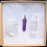 Faceted Amethyst Crystal Perfect Pendant 20" Silver Chain