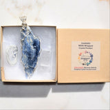 CHARGED REIKI Wrapped Brazilian Blue Kyanite Perfect Pendant + 20" Chain a