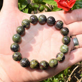 CHARGED Dragon's Blood Jasper 12mm Bead Bracelet Tumble Polished Stretchy REIKI