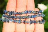 CHARGED Blue Kyanite Crystal Chip Bracelet Polished Stretchy ENERGY REIKI